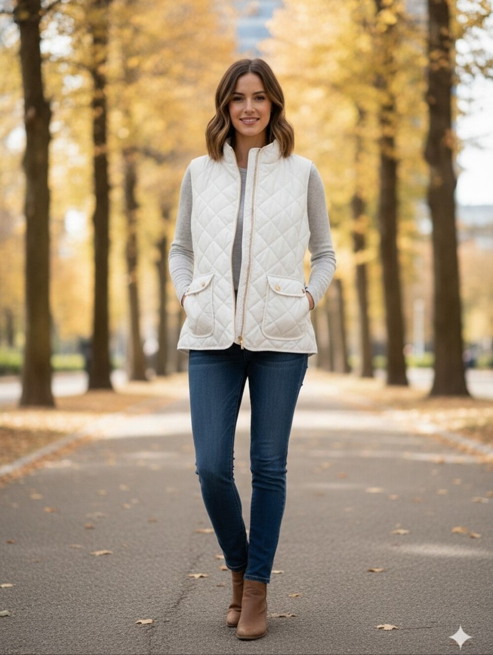 St. John's Bay Cream Quilted Vest with Gold Zipper - Picture 11 of 11